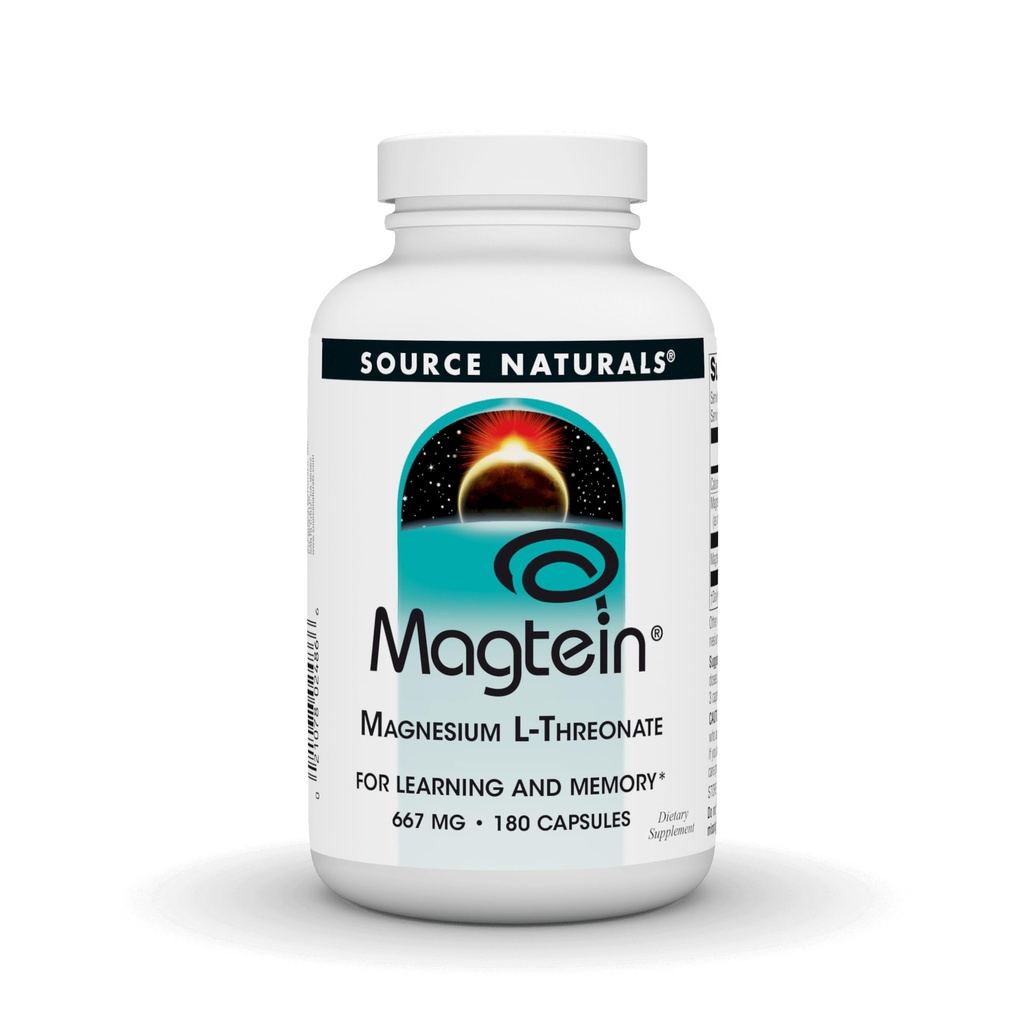 Fuente Naturales Magtein Magnesium L-Threonate, 667mg, Supports Focus, Mood, Healthy Memory, Cognitive Function - 180 Capsules