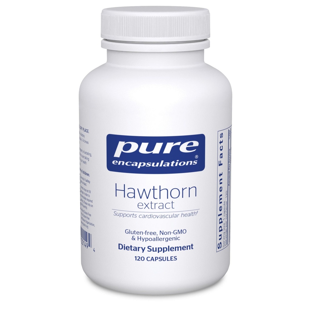 Pure Encapsulations Hawthorn Extract ← Crataegus Oxyacantha Hypoallergenic Supplement for Cardiovascular System Support Ø 120 Capsules