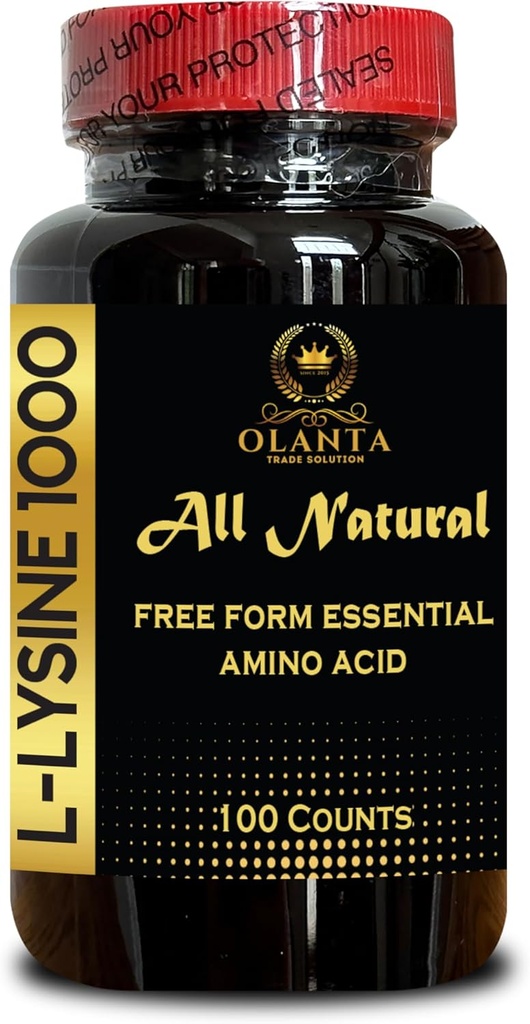 L-LYSINE 1000 mg Forma gratuita Aminoácidos esenciales - Aminoácidos Suplemento L-Lysine Nitrógeno saludable Equilibrio de apoyo Regulación hormonal y crecimiento muscular - 1 Botella 100 Condes