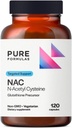 PureFormulas N-Acetyl-L-Cysteine - NAC Supplement Capsules 900mg NAC, Antioxidant Glutathione Precursor - Detox + Workout Recovery, and Immune Support - Non-GMO + Vegetarian Supplement -120 Capsules