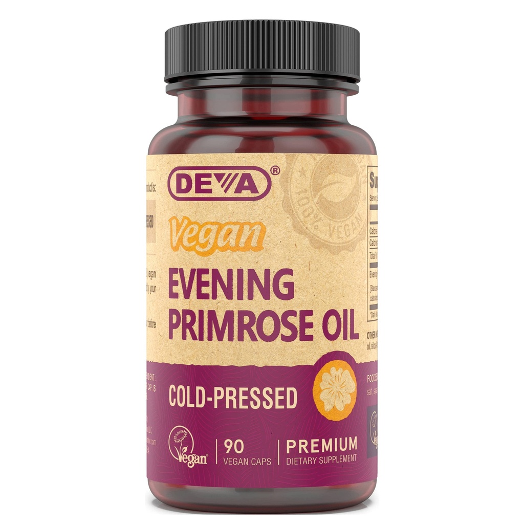 DEVA Vegan Evening Primrose Oil, Cold-Presed, Unrefined, 90 Capsules, 1-Pack