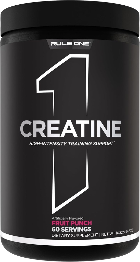 Regla 1 Polvo Creatino – Monohidrato de Creatina Micronizada Pura para el ejercicio de alta intensidad y el apoyo a la masa corporal magra, saboreado y desenflavorado (60 Servings, Fruit Punch)
