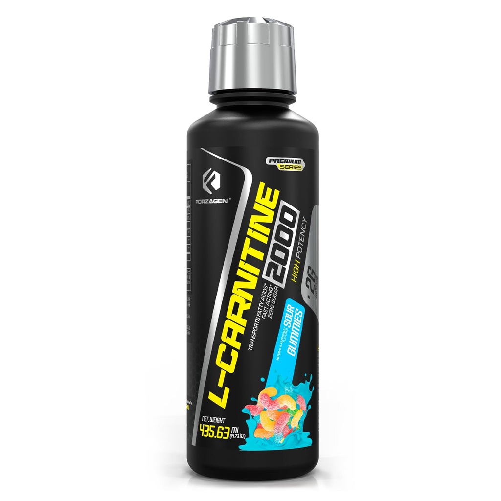Forzagen L- Carnitina 2000 - Carnitina L líquida con vitamina B6 Silencio Acetyl L-Carnitine Silencio L-Tartrate Silencio 30 Serviciones (Sour Gummies)