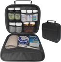 Medium Travel Pill Bottle Organizer, Medicine Bag, Carrier for Medications and Medical Supplies - Black (Without Lock)