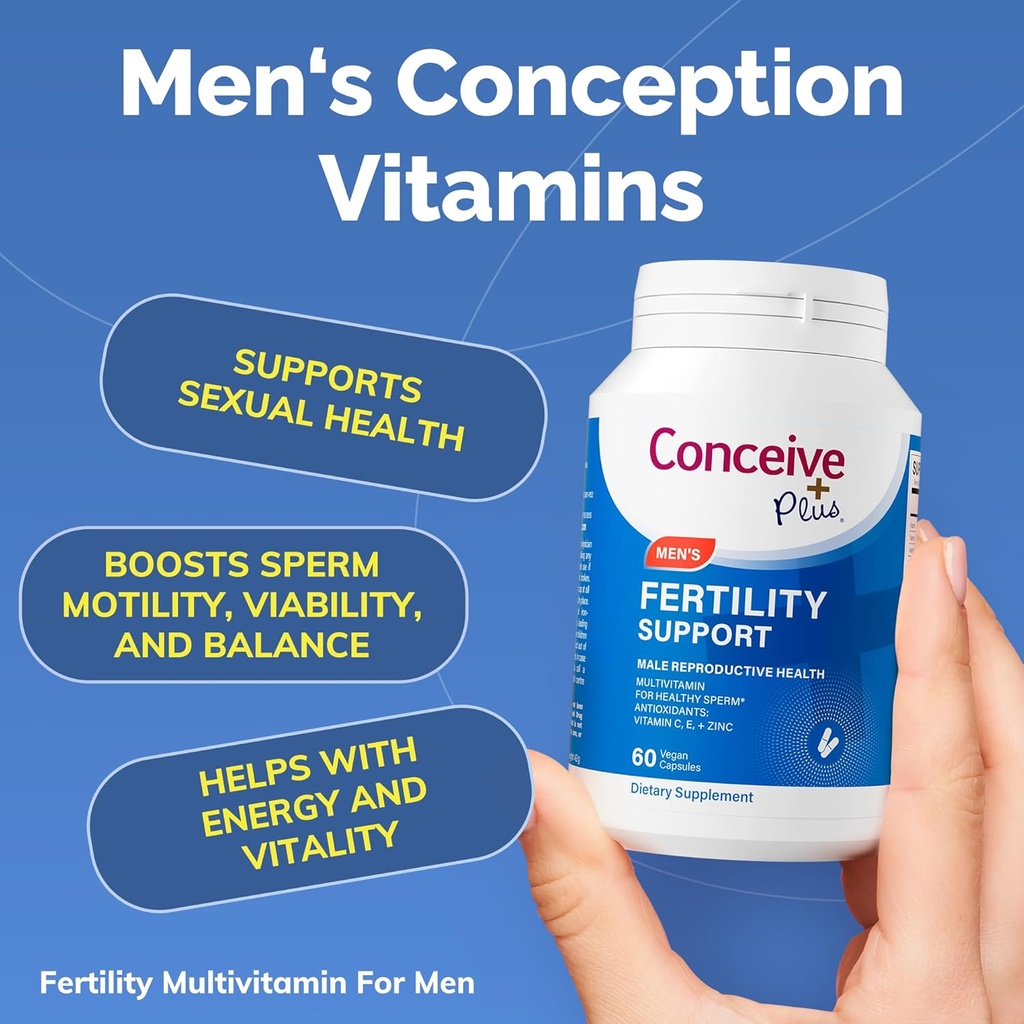 CONCEIVE PLUS Mens Fertility Bundle, Fertility Vitamins 60 Count and Fertility Lubricant 2.5 Ounce