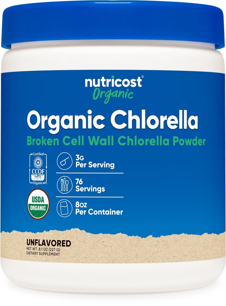 Nutricost Organic Chlorella Powder 8oz - 3000mg Por Serving - Non-GMO, Gluten Free