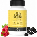 Super Greens Multivitamin Gummies for Adult and Kids Immune Support Gummies - 30 Superfoods Vegan Supplements - Natural Raspberry Flavor (60 Count)