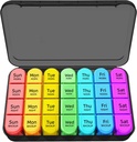 Zoksi 7 Day Pill Organizer 4 Times a Day, Weekly Pill Box, Travel Pill Case, Daily Medicine Organizer, Medication Container with 28 Portable Compartments for Fish Oils, Vitamins or Supplements (Black)