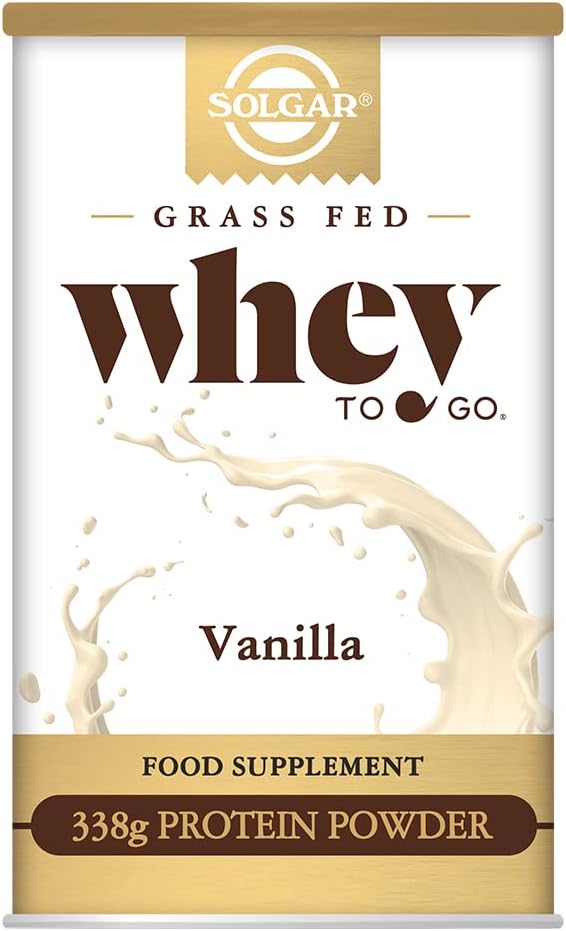 Solgar Grass Fed Whey to Go Protein Powder Vanilla, 11.9 oz - 20g of Grass-Fed Protein from New Zealand cows - Great Tasting & Mixes Easily - Supports Strength & Recovery - 13 servings