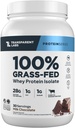 Laboratorios Transparentes Grass-Fed Whey Protein Isolate - Naturalmente Flavored, Gluten Free Whey Protein Powder con 28g de Proteína por Ser " 9 Aminoácidos - 30 Serviciones, Chocolate Leche