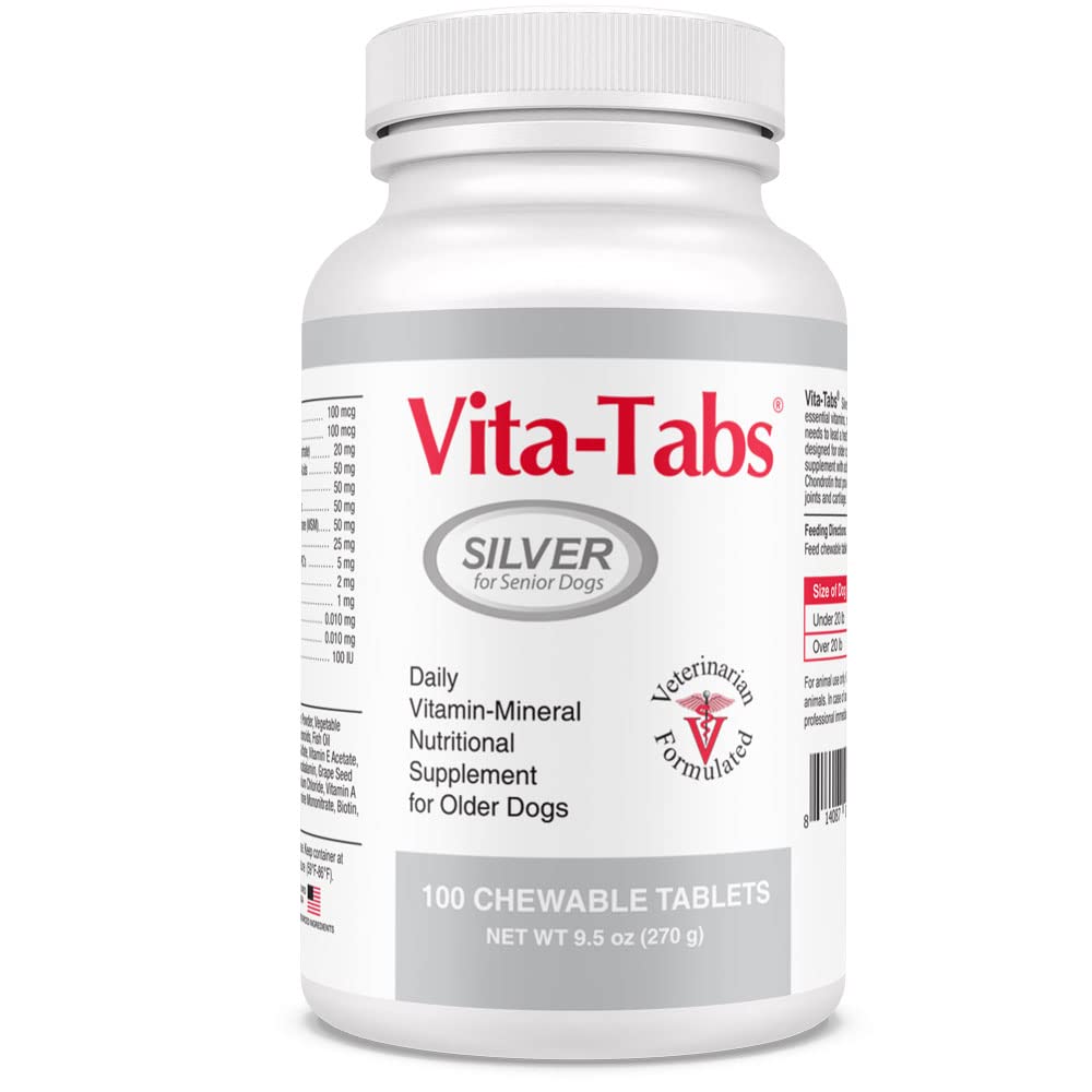 Plata - Vitaminas, Minerales, Nutrientes - Soporte para Perro Superior - Suplemento para Hueso Saludable, Conjunto, Energía, Sistema Inmunitario - 100 Tabletas Chewable