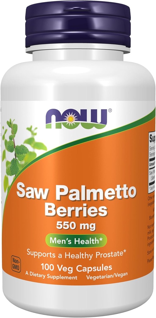 NOW Foods Supplements, Saw Palmetto Berries (Serenoa repens) 550 mg, Men's Health*, 100 Veg Capsules