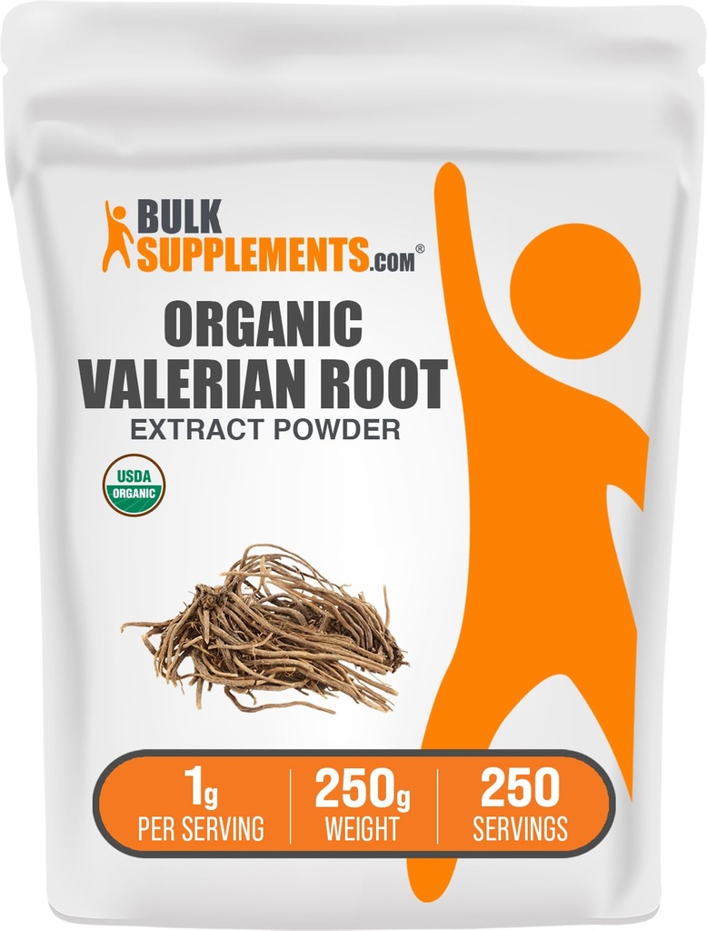 BulkSupplements.com Extract Powder orgánico de Valerian - Fuente de Valerian Root, Suplemento Herbal - Gluten Free, 1g por Serving, 250g (8.8 oz) (Pack of 1)
