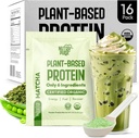 Matcha Vegan Protein Powder Sample Pack – 20g Proteína orgánica de base vegetal – No GMO, libre de gluten, libre de soja – Smoothie & Shake List – Fácil de digerir – 16 Single Servings – Prueba todos los 16!