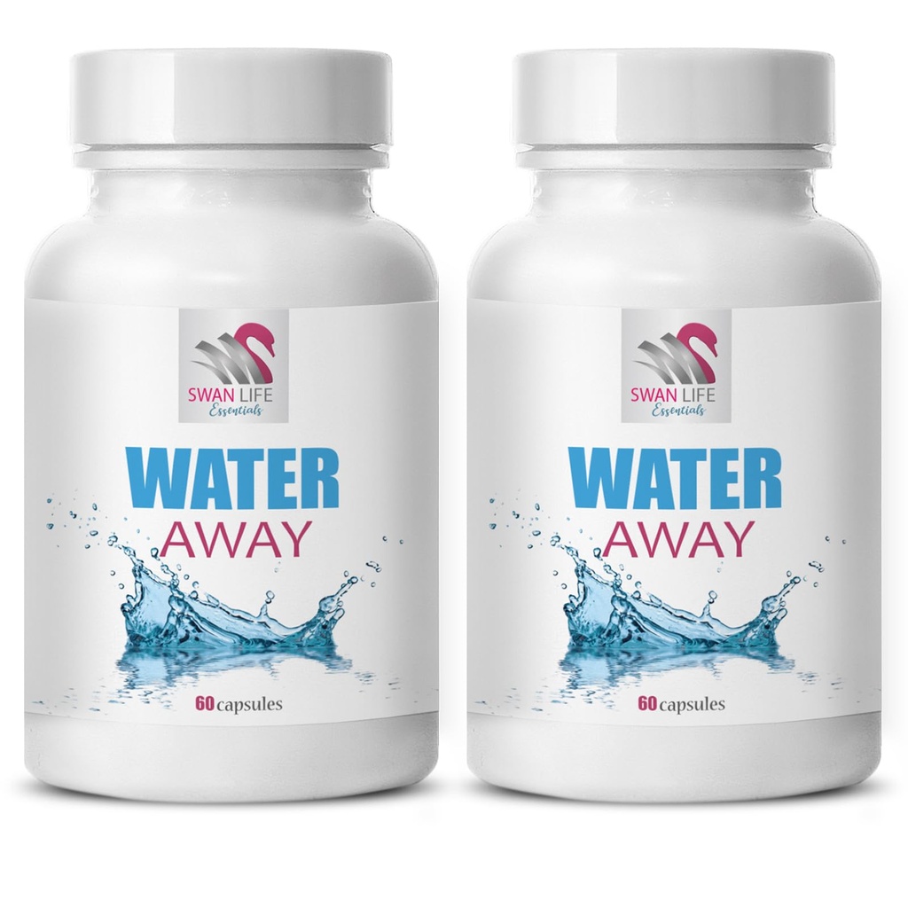 Soporte natural - WATER AWAY - wellness, fórmula diurética, Soporte de agua, equilibrio de fluido natural, cápsulas diuréticas, balance de fluidos, mezcla diurética natural, balance de agua, Diurético 2 Botella 120 Caps