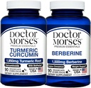 Curcumin Turmeric de Doctor Morse 1950mg &amp; Berberine 1500mg Bundle - Soporte Conjunto, Metabolismo saludable, y Boost inmune con canela BioPerine &amp; Ceylon, FDA-Registrado, NSF-Certified 90 cápsulas