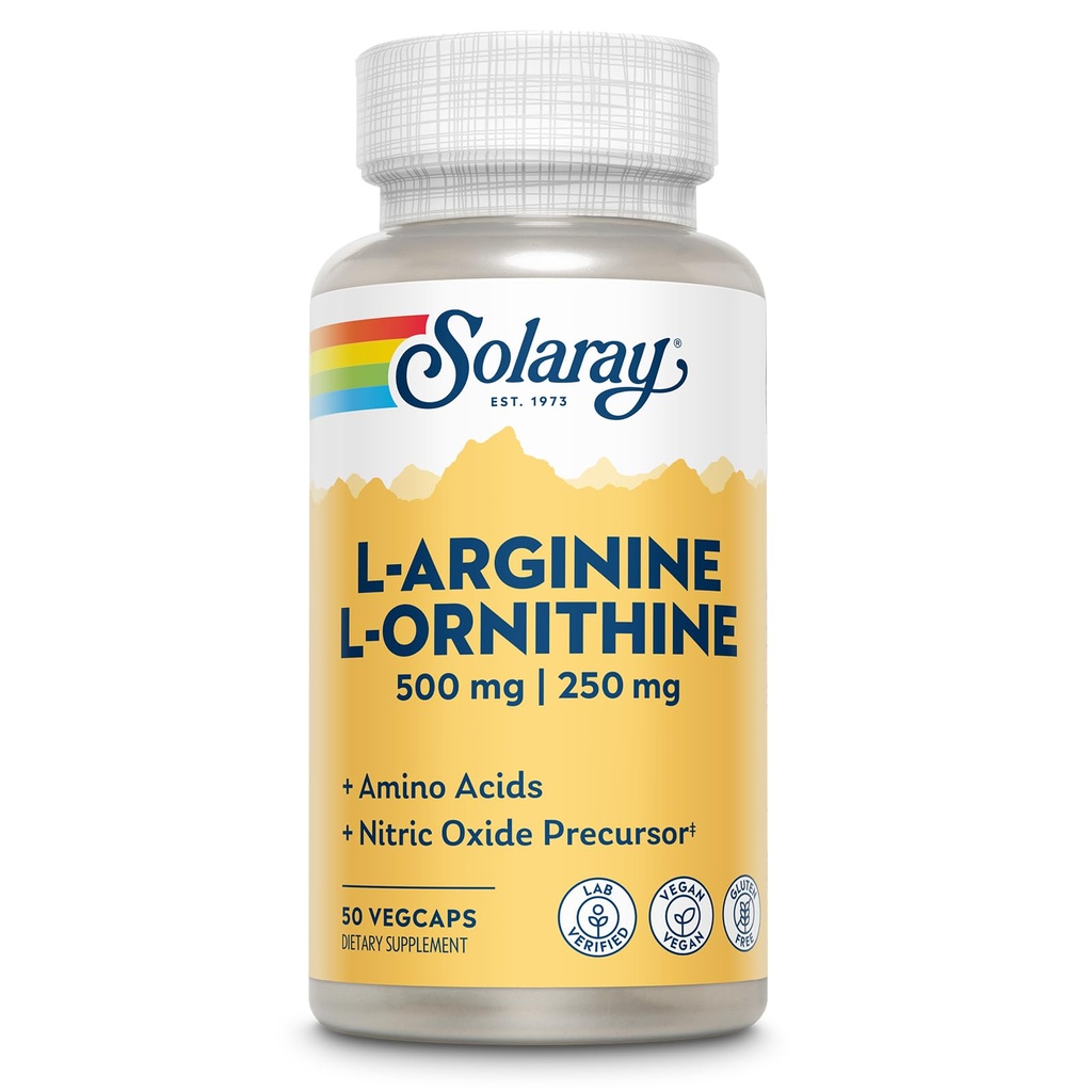 Solaray Free Form L-Arginine y Ornithine Capsules, 50 Conde