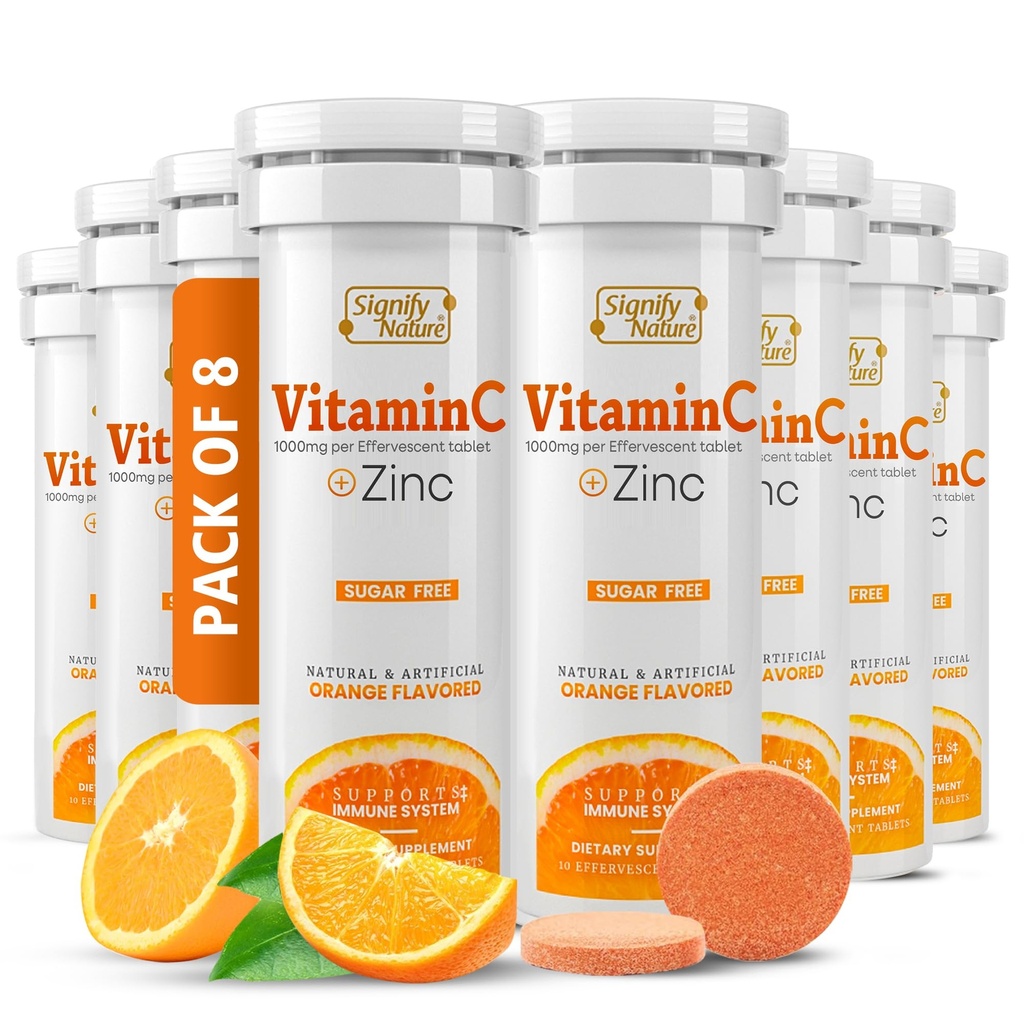 NATURALEZA Vitamina C 1000mg Tablas efervescentes - Potent Immune Support VIT C with Zinc Supplement - Sugar-Free & Vegan Fórmula ← Dissolvable Vitamin C Tablets - Agua Soluble Fizzy Elixir - 80CT