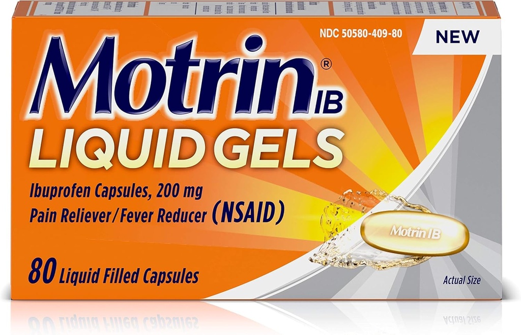 Motrin Liquid-Gels 200mg Ibuprofen, 80 Conde Per Bottle