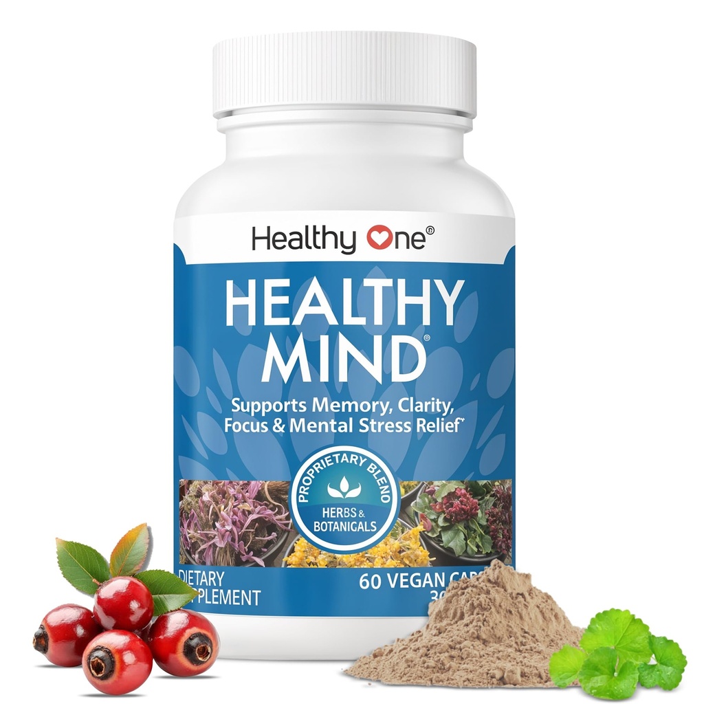 Mente saludable - Caja fuerte para adolescentes - Función cognitiva - Concentración - Enfoque - Optimización neuronal - Mood - Ginkgo Biloba - Ginseng - Rhodiola - Bacopa - Gotu Kola - Té verde - 60 Conde
