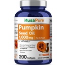 NusaPure Pumpkin Seed Oil 1000mg 200 Softgel Capsules (no-GMO, libre de soja) Naturalmente Occurring Phytosterols