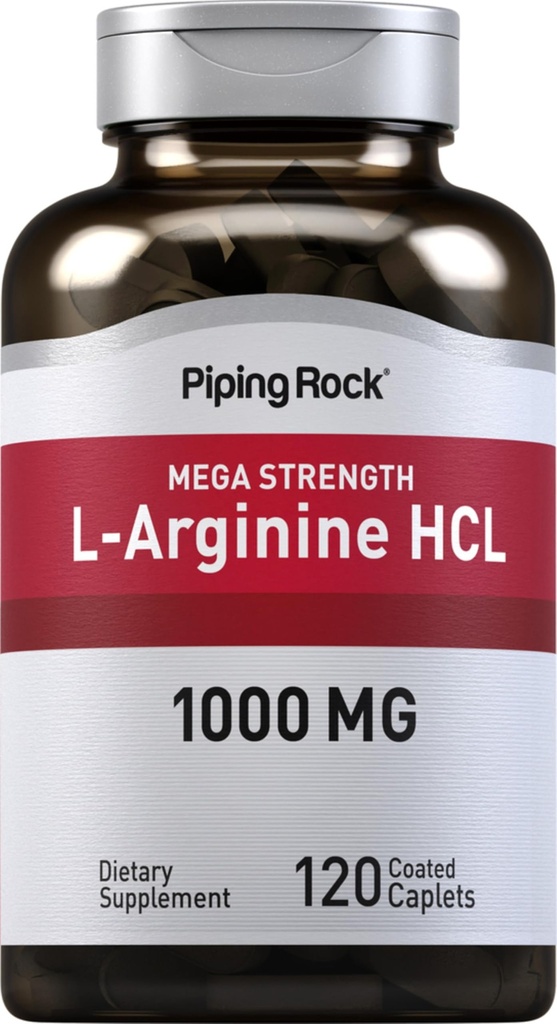 Piping Rock L-Arginine HCl 1000mg ← 120 Caplets tención Suplemento para Hombres y Mujeres Silencio Mega Strength ANTE Vegetarian, Non-GMO, Gluten Free