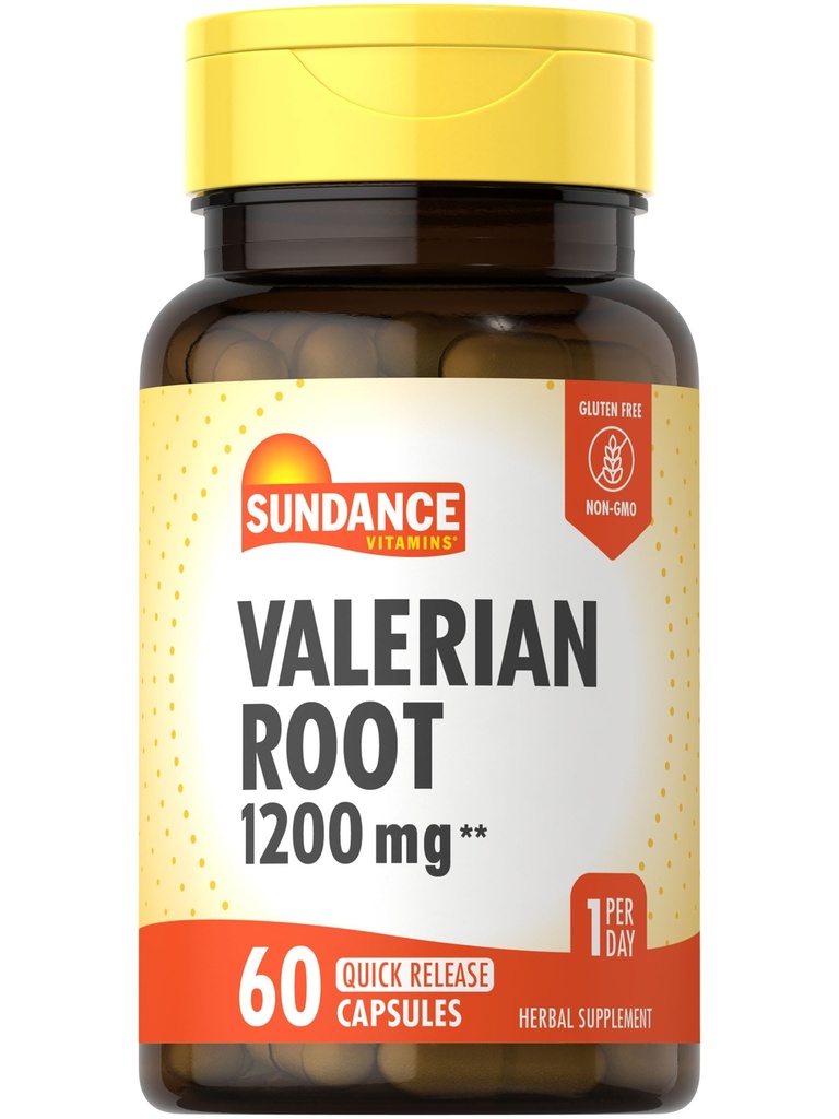 Sundance Valerian Root Suplemento ← 1.200mg ← 60 Quick Release Capsules ← Fórmula Libre No Gluten