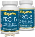 Probióticos Pro-B Nzymes® y enzimas digestivas para el equilibrio digestivo, mejor digestión, indigestión y estreñimiento (180 cápsulas totales) - Hecho en los EE.UU.