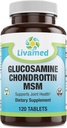Complejo completo de Glucosamine Chondroitin MSM – Suplementos de soporte conjunto para rodillas, espalda, HIPS " Inflamación - Mobility Health Supplement for Pain, Aches, Soreness " Inflammation - 120 Tablets