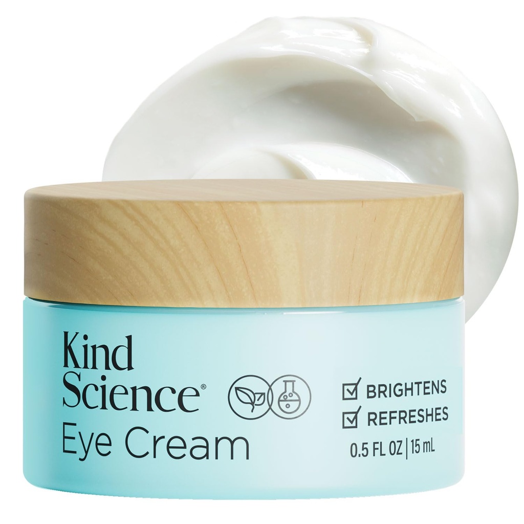 Kind Science by Ellen DeGeneres Eye Cream - Under Eye Cream for Wrinkles Noticably Smooths & Moisturizes - Anti Aging with Hyaluronuic Acid, Vitamin C - Fragrance Free, Paraben Free, 0.5 fl oz