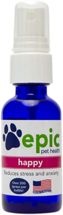 Feliz - Todo Natural Liquid Spray Suplemento - Eases Separation Anxiety, Ayuda con Vet Visitas, Viajes, Acogida, Pérdida de un Amigo (Spray 1 oz)
