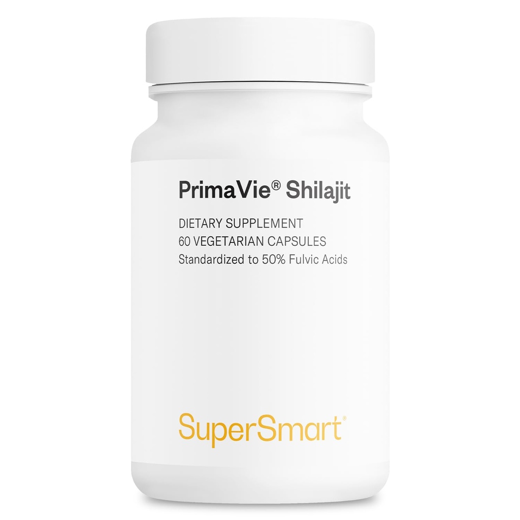 Supersmart - Super Shilajit 500mg por día (High Potency) - PrimaVie Shilajit Suplemento - Himalayan, Purified &amp; Organic Shilajit ← Non-GMO & Gluten Free - 60 cápsulas vegetarianas