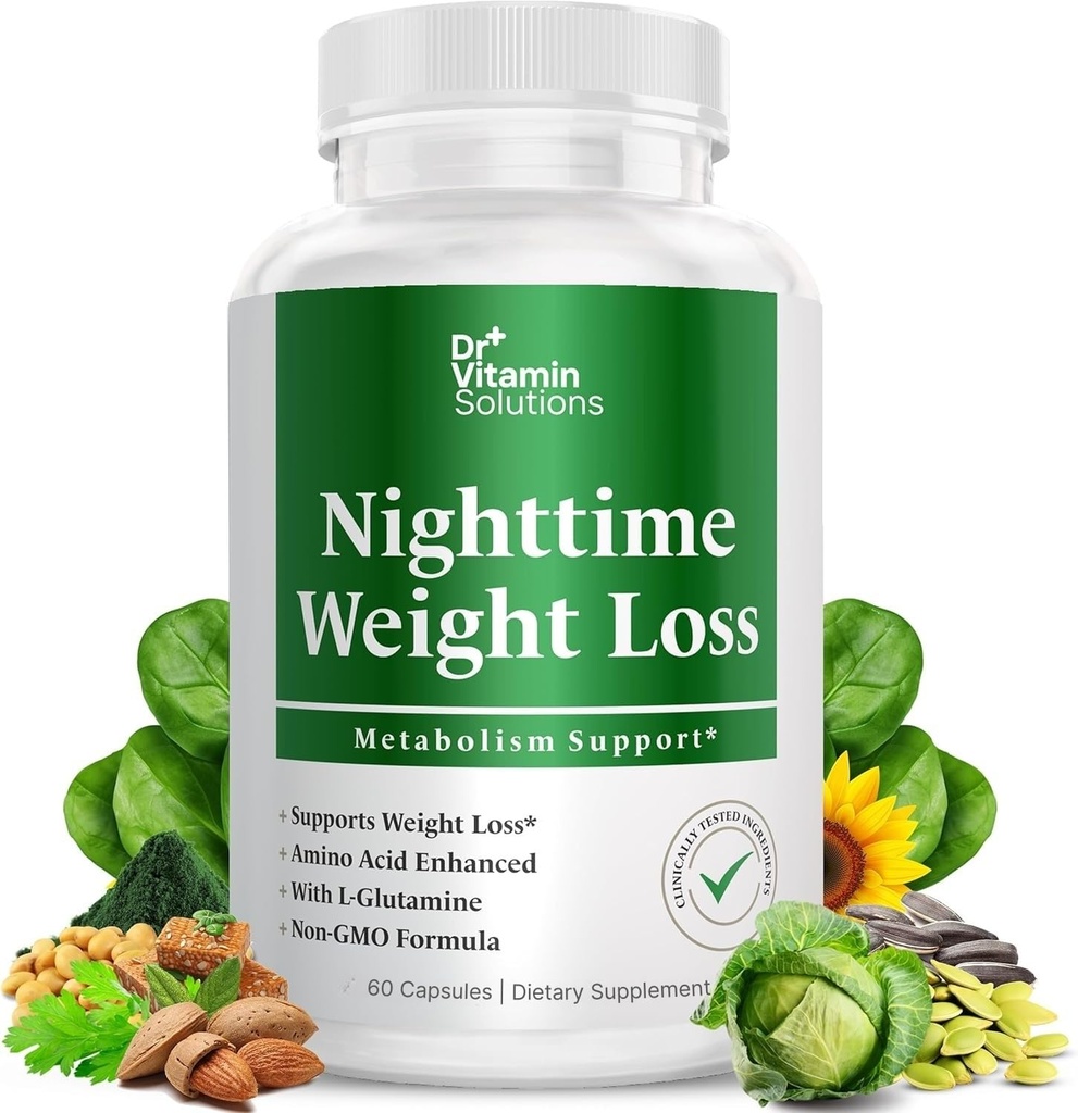 DR VITAMIN SOLUTIONS Suplementos de quemador de grasas nocturnas - Appetite Suppressants for Weight Loss - Night-Time Fat Burner for Women and Men Supporting Sleep &amp; Relaxation - Weight Loss Pills - 60 cápsulas