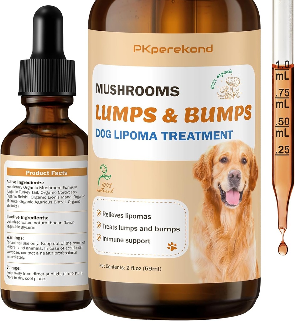 Suplemento de Bombas y Bombas de Perro, Turquía Tail Mushroom Guard for Dog Lipomas, Organic 7 Mushroom Complex Drops, Fortalecer la inmunidad y la energía para el budismo con Shiitake Mushrooms, Reishi, Lion's Mane