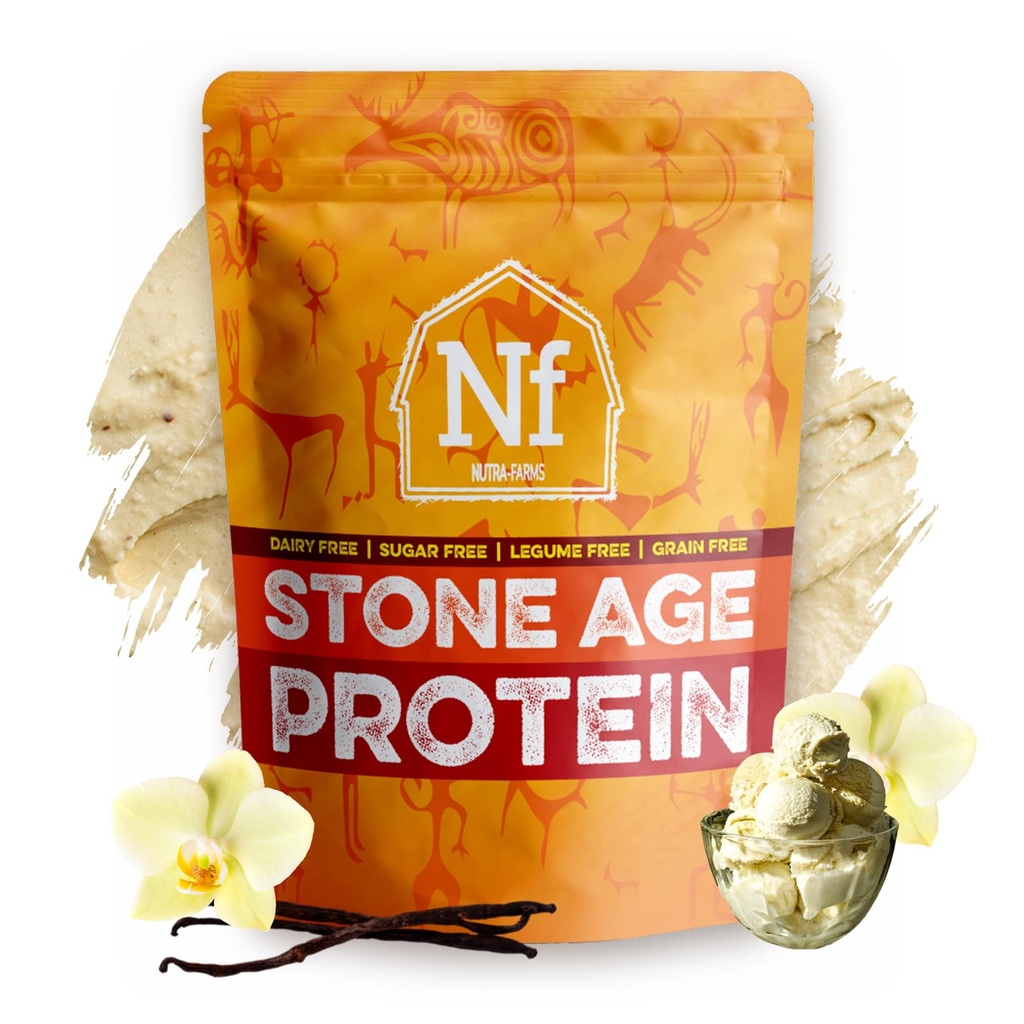 Stone Age Protein tóxico Egg White Protein Silencioso libre de gluten Whey Gratis Silencio Sugar Gratis Silencio Gut-Friendly Silencio Vanilla, 2 lbs