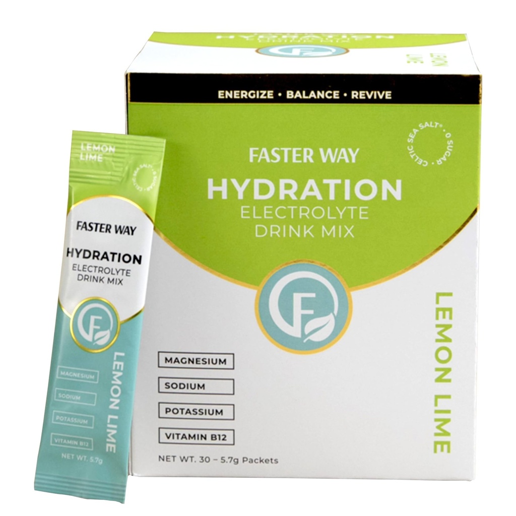 Camino más rápido - Hidratación - Electrolyte Drink Mix - Con Apple Sider Vinegar, Choline, Probióticos " Vitaminas naturales B - Energize " Revive - Powder Packets - Zero Sugars -Gluten Free -Lemon Lime -30 Pack