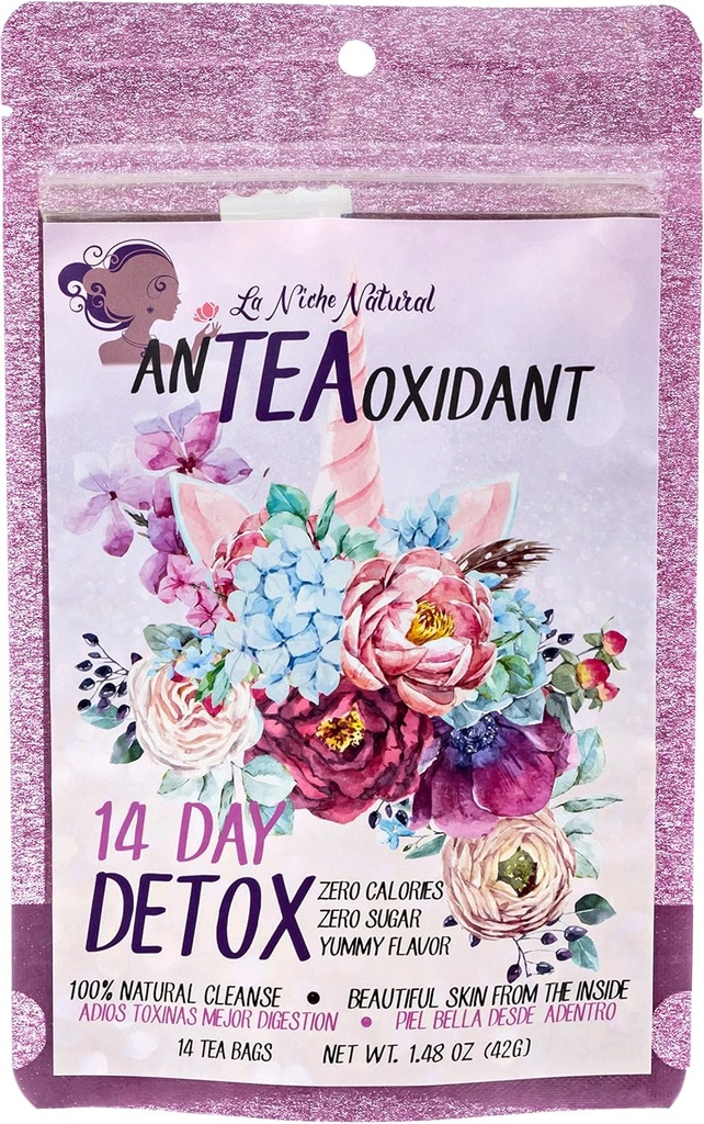 Detox and Cleansing Tea Vegan and Keto Friendly Te Desintoxicante Limpieza de Colon en Te Ayuda a Purificar tu Piel Libre de Acne Healthy Colon and Detox from The Inside - 14 Day