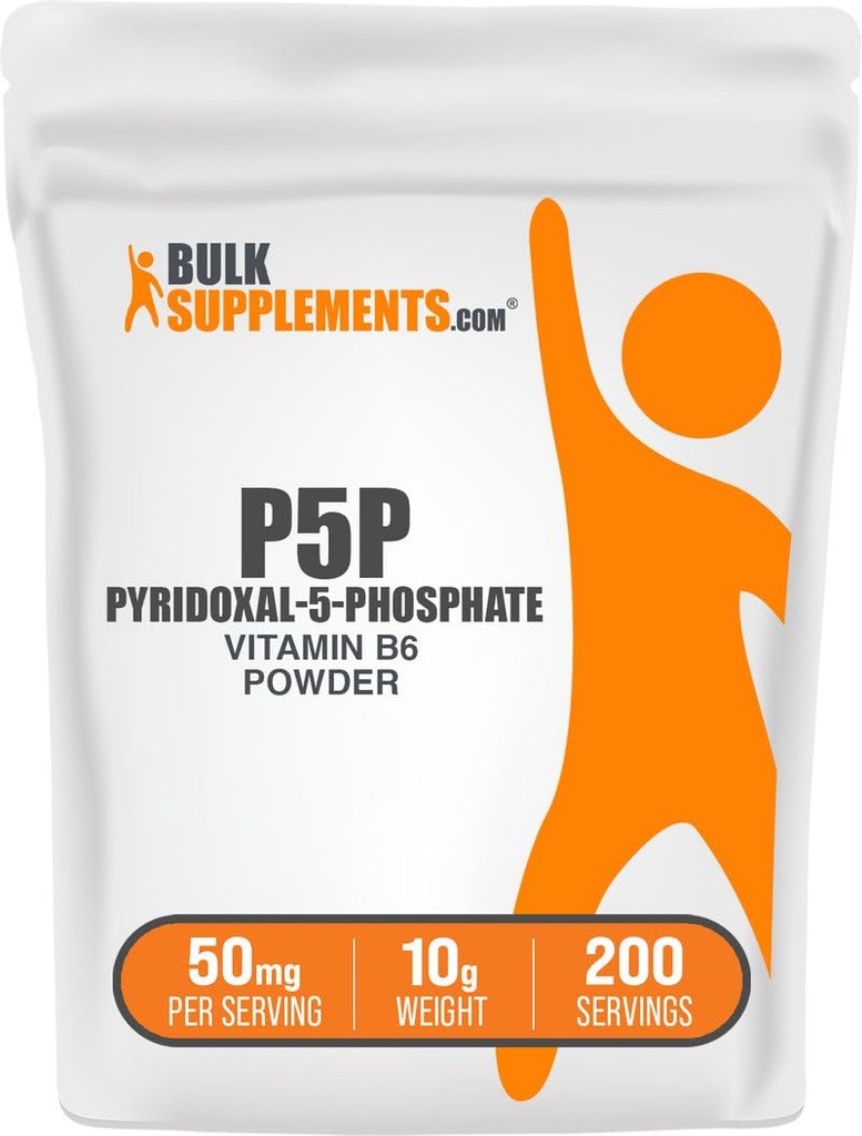 BulkSupplements.com Pyridoxal 5 Phosphate Powder - P-5-P Vitamina B6 Suplemento, P-5-P 50mg - P5P Suplemento, Gluten Gratis, 50 mg de por Serving, 10g (0.35 oz) (Pack de 1)
