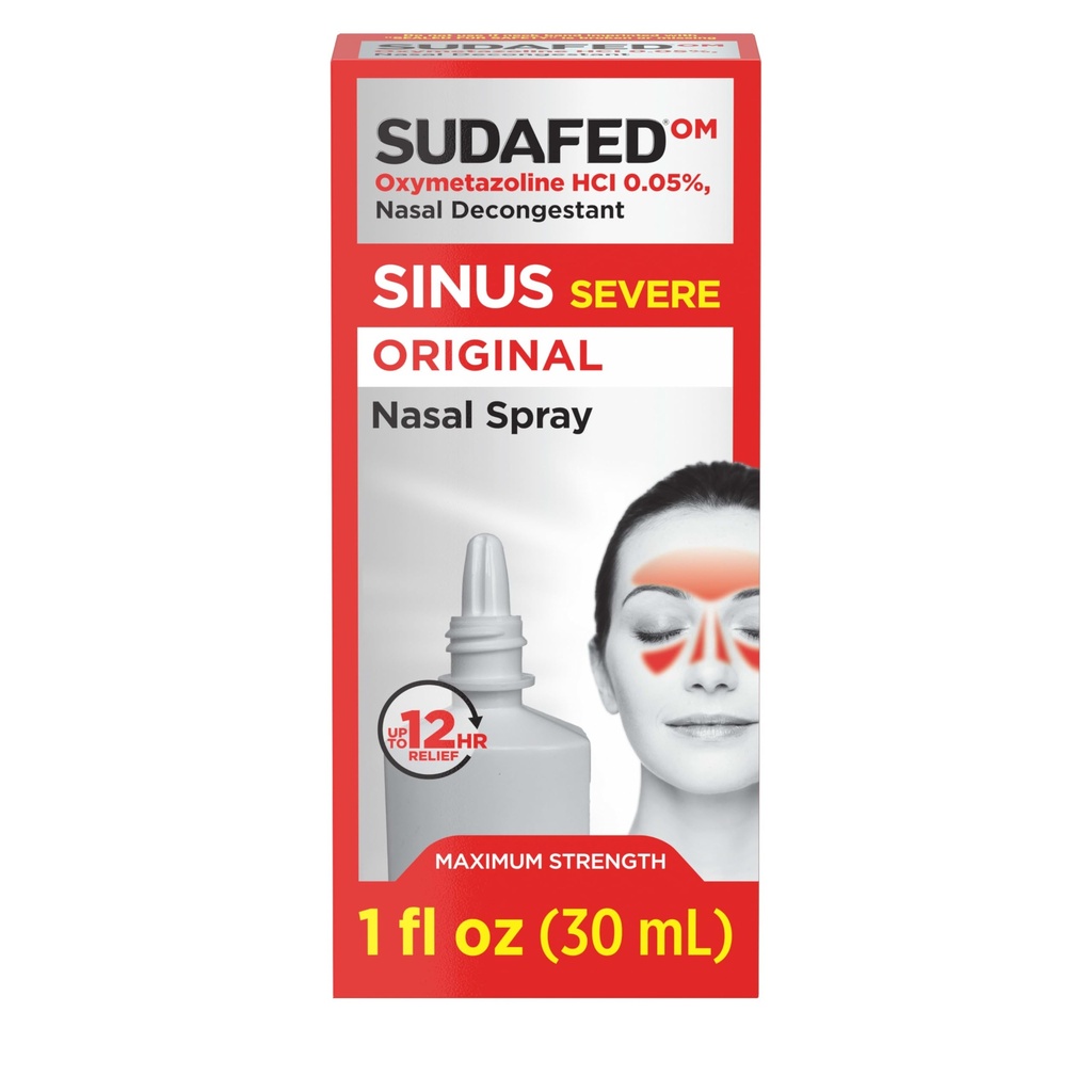 Sudafed Sinus Severe Original Nasal Spray, 12 Hour Nasal Spray Decongestant for Fast, Powerful Congestion Relief Due to Colds or Allergies, Oxymetazoline HCl .05% Nose Spray, 1 fl. oz