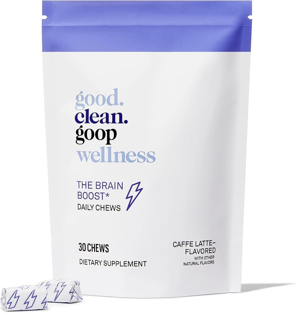 bueno.clean.goop wellness The Brain Boost Daily Chews ← Suplemento dietético para la energía y el foco Silencio L-theanine &amp; Caffeine ← Caffe Latte Flavored  durable Brain Booster con Nootropics TEN Pack of 30 Chews ANTE Vegan