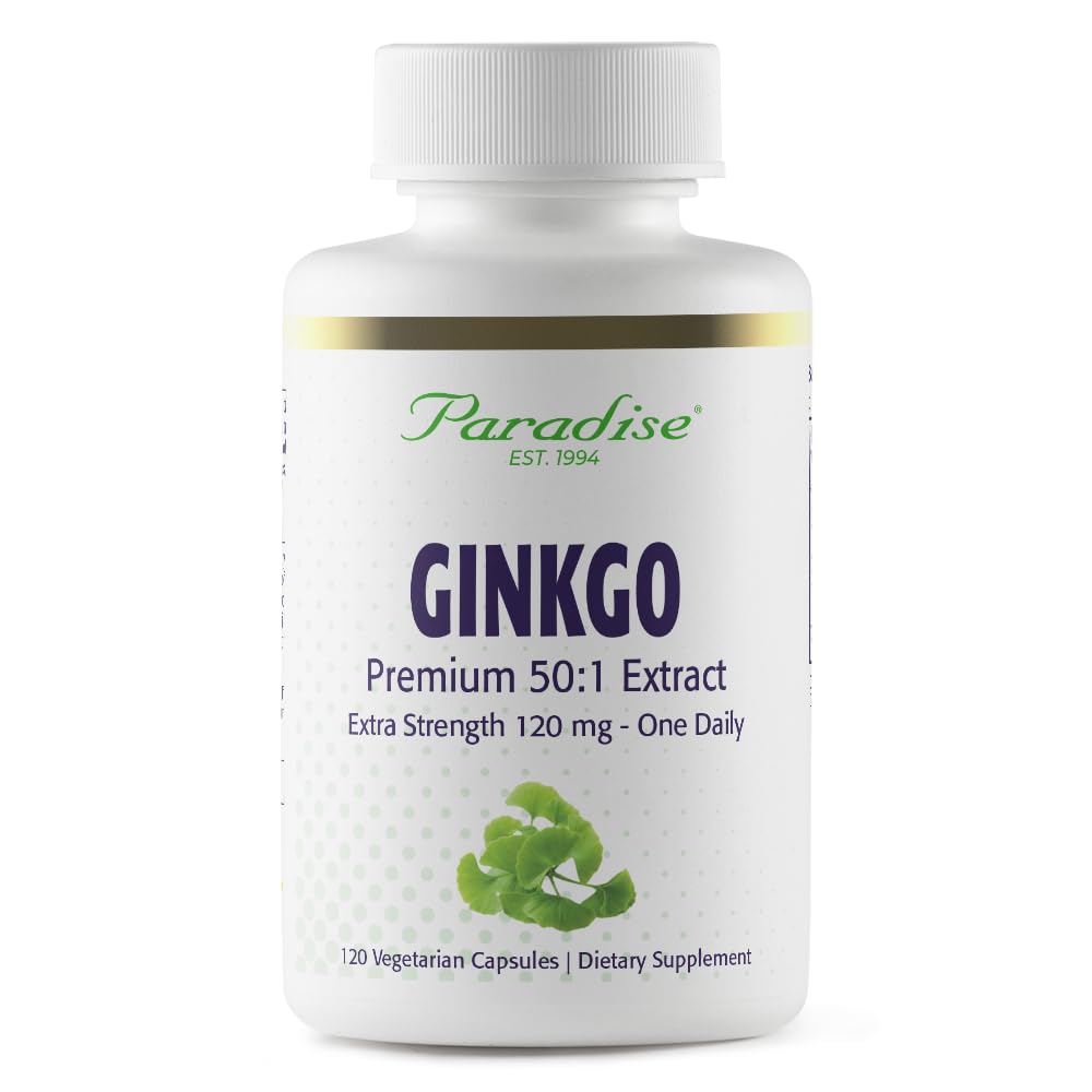 Herbs paradisiacos Ginkgo Biloba Extract, Super Potent, Ultra Pure, Vegan, Non GMO, Gluten Free, 120 Vegetarian Capsules