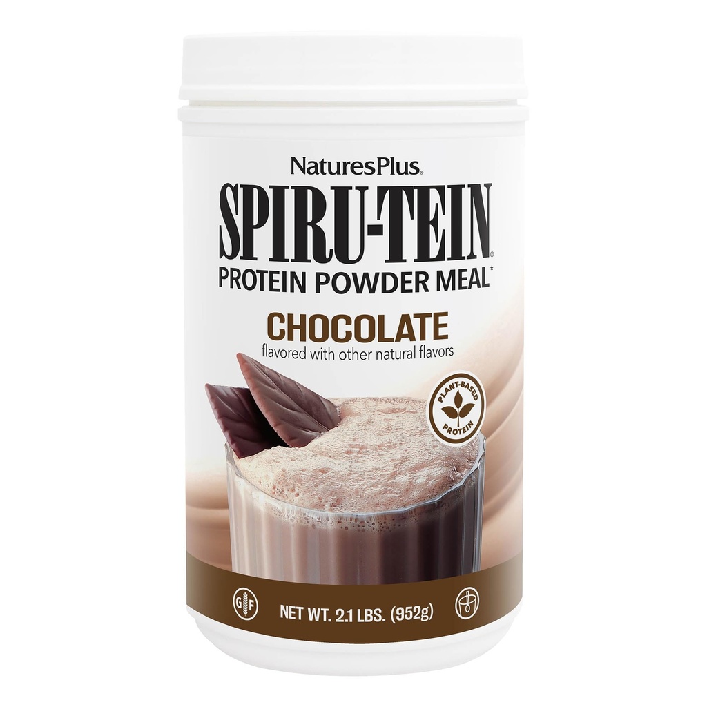 NaturesPlus SPIRU-TEIN, Chocolate - 2.1 lbs - Plant-Based Protein Shake - Non-GMO, Vegetarian, Gluten Free - 34 Total Servings