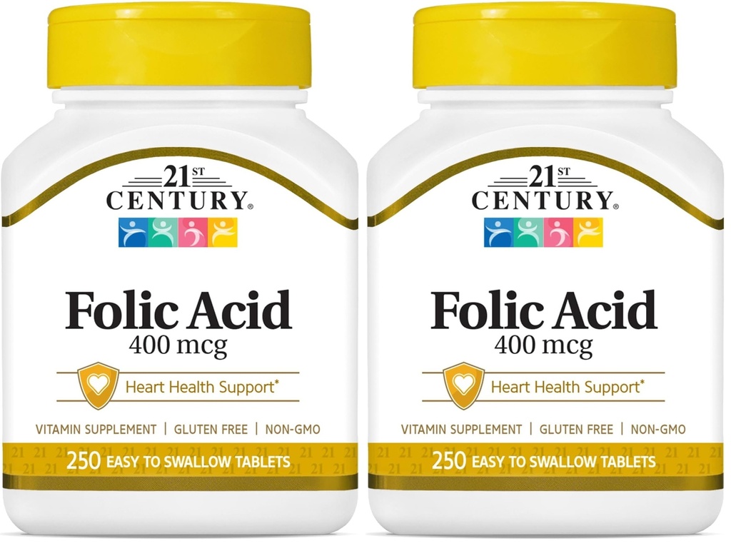 21st Century Folic Acid 400 mcg Tablets, 250 Conde (Pack of 2)