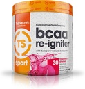 Top Secret Nutrition BCAA Re-Igniter Vegan Amino Acid Suplemento con Astaxanthin y Electrolyte, Hydration Blend con agua de coco, 9,80 oz (30 porciones), Raspberry Sherbet