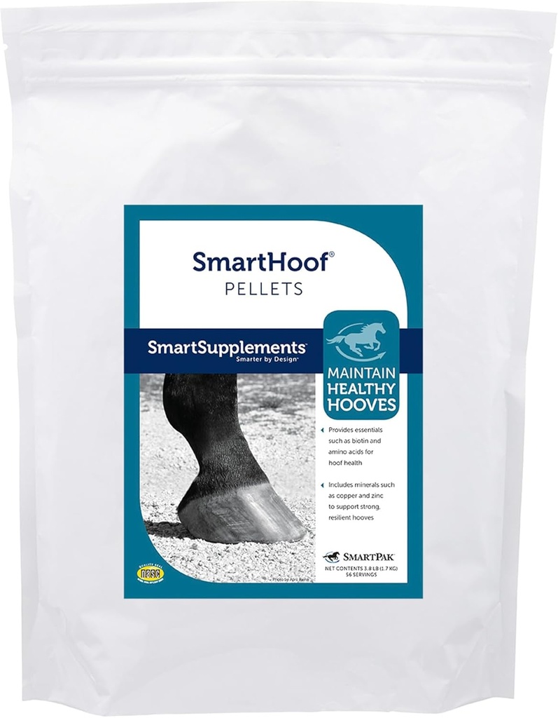 SmartHoof Pellets tóxico Horse Biotin Joint Support Suplemento con Minerales Esenciales para Hooves Saludables tóxico Contiene Metionina, Lysine, Copper, Zinc y Más Silencio 56 Servimientos Ø 7.6 lb Bag