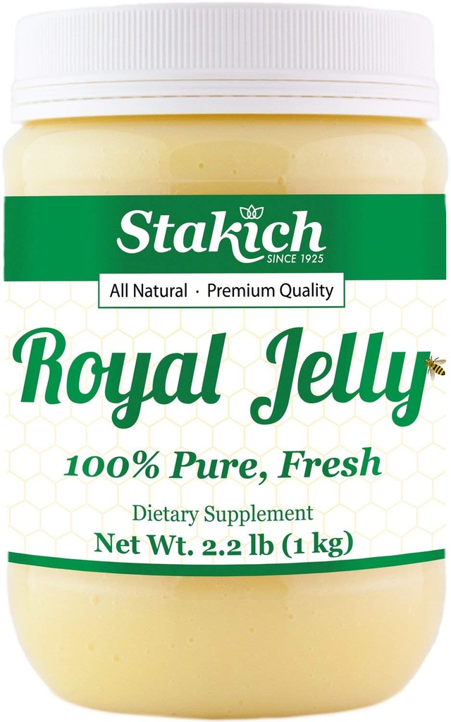 Stakich Fresh Royal Jelly - Puro, Todo Natural - No Additives/Flavors/Preservatives Añadido - 1 Kilogram (2.2 libras)
