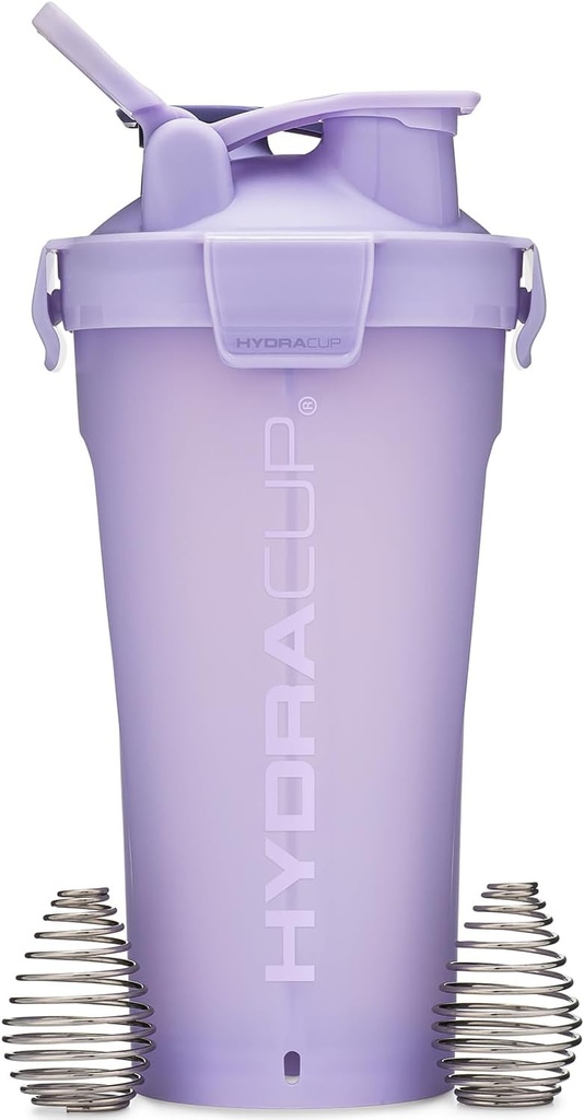 Hydra Cup DualShaker Pro 32 oz Shaker Botella para Protein Shakes, Shaker Cup w/Handle & Ball Blender Whisks, Dual Mixing Shaker Botella con Almacenamiento, 2 en 1, para Viajar a Go, BPA Gratis (Purple)