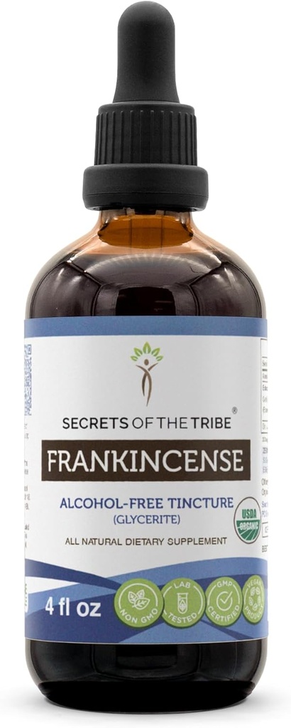 Frankincenso USDA Orgánica ← Extracto libre de alcohol, gotas herbales de alta potencia, sistema inmunológico, vibración positiva hecha de Frankincenso orgánico 100% certificado (Boswellia Resin) Resina secatada (4 oz)