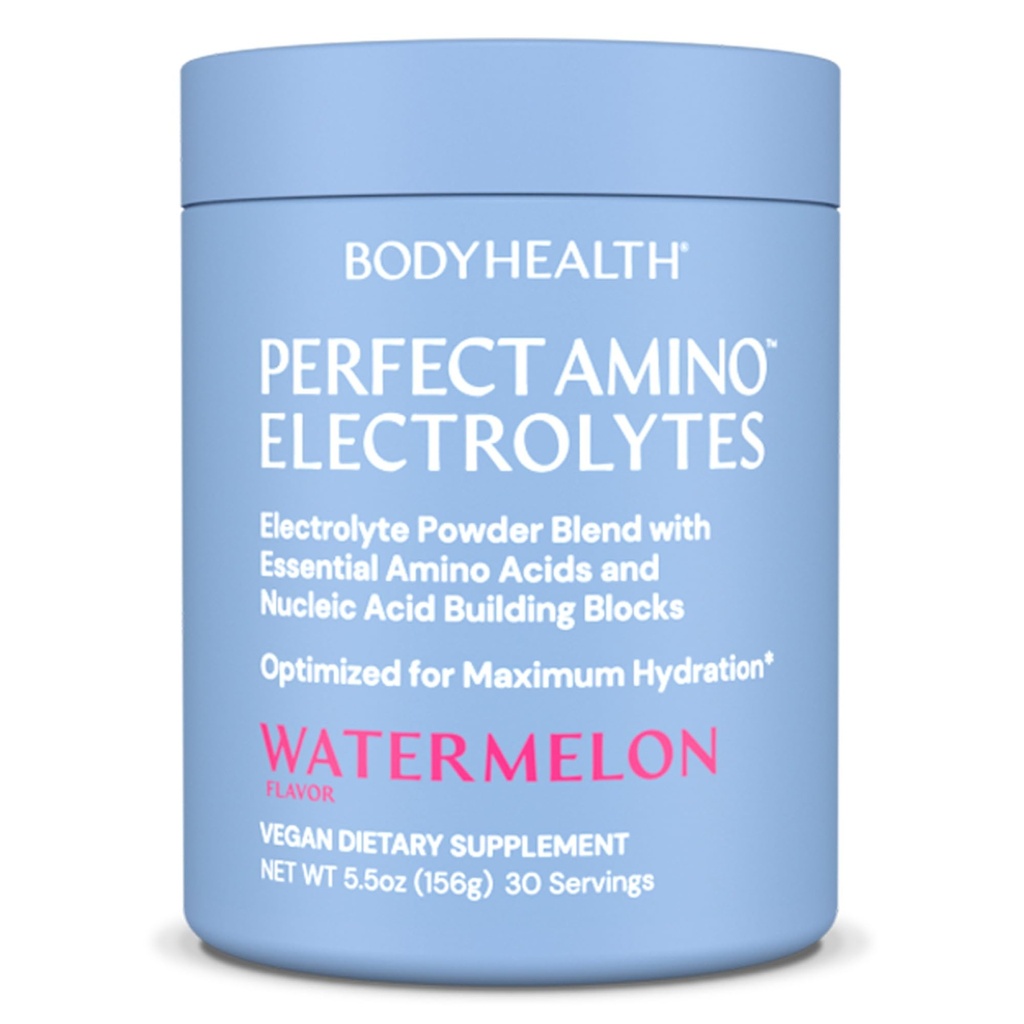 BodyHealth PerfectAmino Electrolytes Powder No Sugar, Keto Sugar Free Fasting Electrolytes Drink Mix, Hydration Powder with Trace Minerals - Watermelon - 30 Servings