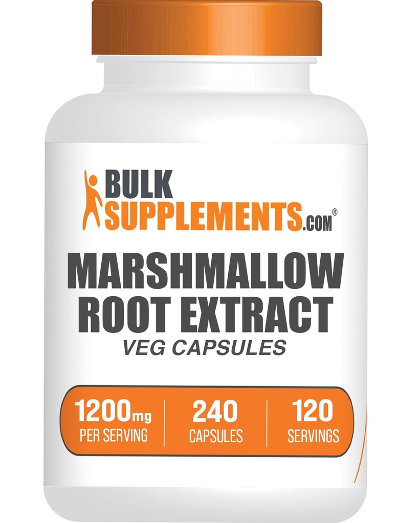 BulkSupplements.com Marshmallow Root Extract Capsules - Herbal Supplement, Marhmallow Root 1200mg - Gluten Free, 2 cápsulas por Serving, 240 Conde (Pack of 1)